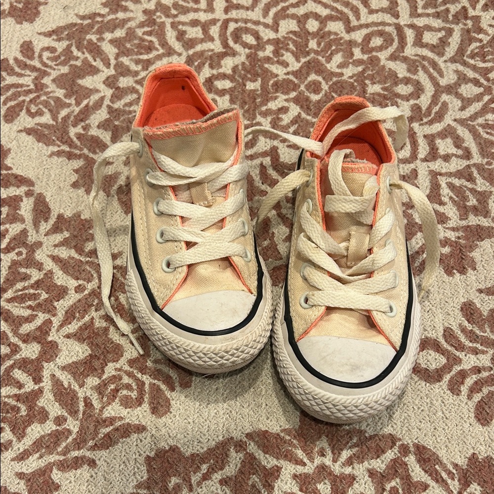Converse toddler 11 Kids Cream and Orange Sneakers
